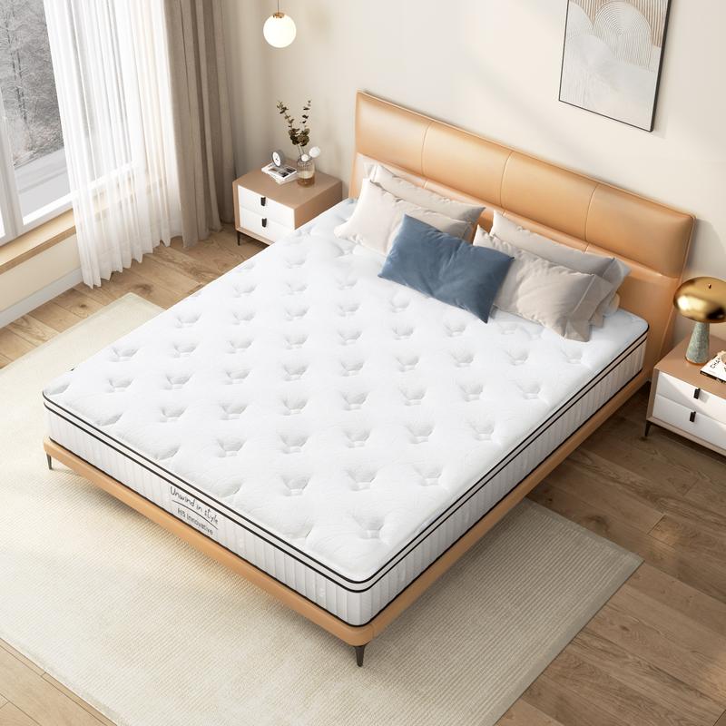 Hybrid Mattress In a Box, Individually Pocketed Innerspring, Fiberglass-Free Mattress, Medium Firm CertiPUR-US Certified, Ergonomic Modern Mattress