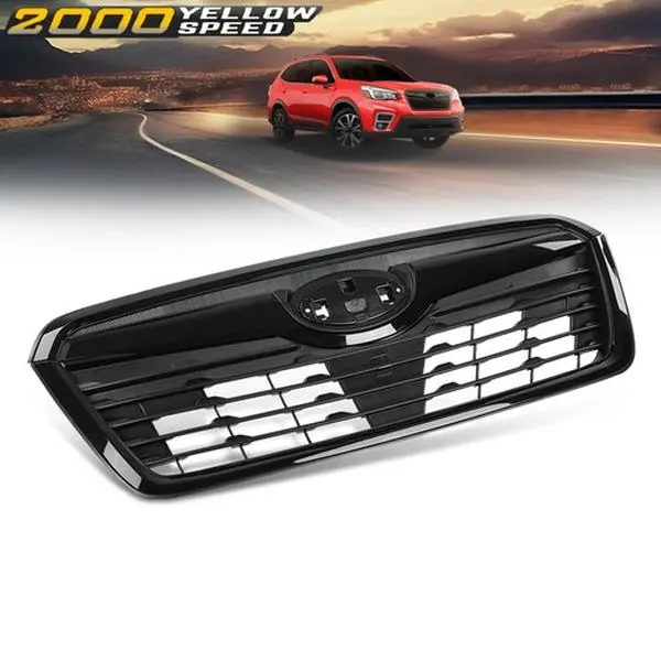 Front Bumper Grille with Camera Hole, Gloss Black, 100% Brand New, Durable Use, Direct Factory Pricing Fit for Subaru Forester 2019-2021