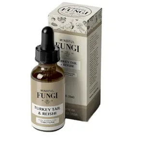 Mindful Fungi Turkey Tail & Reishi Organic Natural Mushroom Supplement 1 oz - Immune Support, Sleep Aid with Turkey Tail Liquid Extract, High Potency - Healthcare, Vitamin
