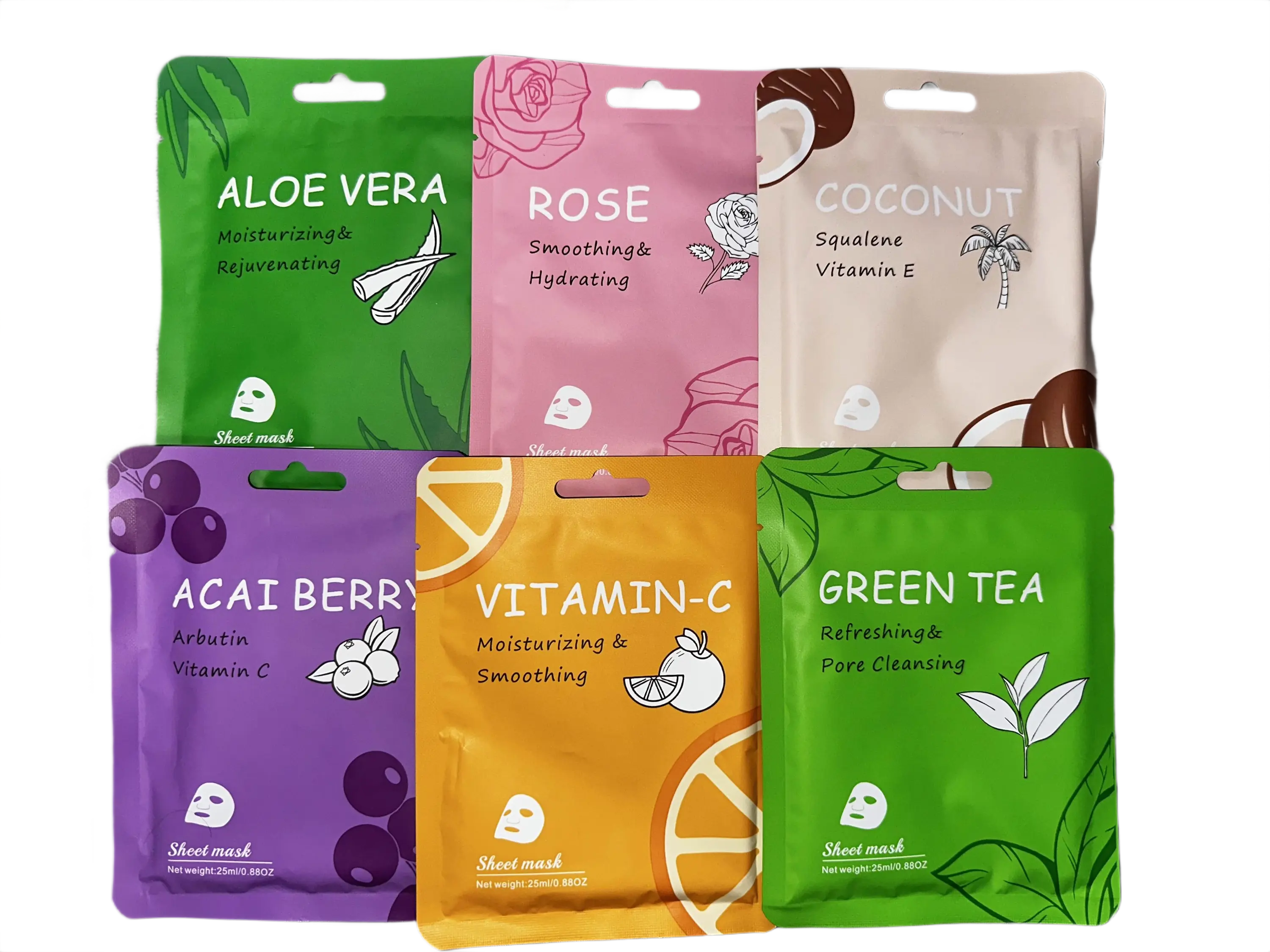 Vegan Organic Face Mask Sheet – Hydrating, Moisturizing & Brightening Skincare with Natural Ingredients for Glowing, Healthy Skin, All Flavors