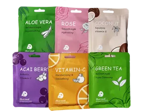 Vegan Organic Face Mask Sheet – Hydrating, Moisturizing & Brightening Skincare with Natural Ingredients for Glowing, Healthy Skin, All Flavors