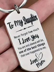 Motivational Keychains Charms for Children from Moms - Engraved "To My Son, Daughter" Love Letters Stainless Steel Inspirational Keychains, Letter Theme - Perfect for birthdays, graduations, Valentine's Day gifts, Keychain Accessories