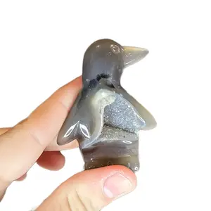Druzy Agate Penguin Statue - Home Decor & Figurines