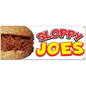 SignMission  48 in. Sloppy Joes Banner with Concession Stand Food Truck Single Sided