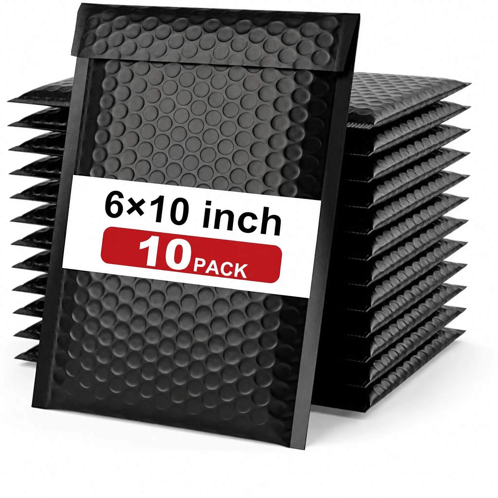 10PC Bubble Mailers 6x10 Inch, Black Self-Sealing Padded Shipping Envelopes, Waterproof Cushioned Mailers Bulk Polymailers for Small Business, eCommerce, Packaging, Mailing & Shipping Supplies