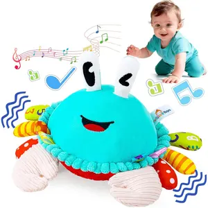 Musical Crawling Crab Baby Plush Toy Interactive Sensory Toy with 50 Songs & Recording Dancing Feature, Tummy Time Gift for Toddlers 6-12 12-18 Months 1 Year Old