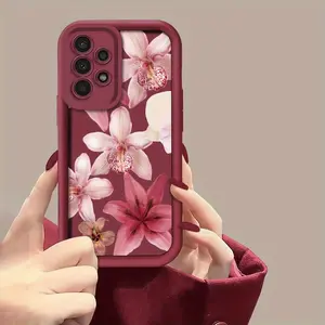 Beautiful Flower Lily Pattern Mobile Phone Case for Galaxy A01/A02S/A03/A03s/A05/A10s/A11/A12/A13/A14 5G/A15 4G/A20s/A21s/A22/A23/A30s/A31/A32/A34/A50/A51/A52/A52s 5G/A53 5G/A54 5G/A70/A71/A72/A73 5G/S20/S21/S22 5G/S22+ 5G/S22 Ultra 5G/S23/S23+