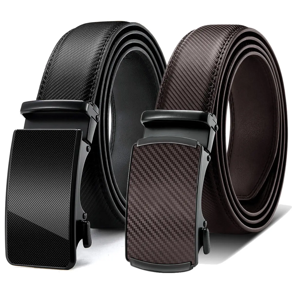 Mens Ratchet Belt with Genuine Leather Jeans Belt for men One size can be cut to adjust length