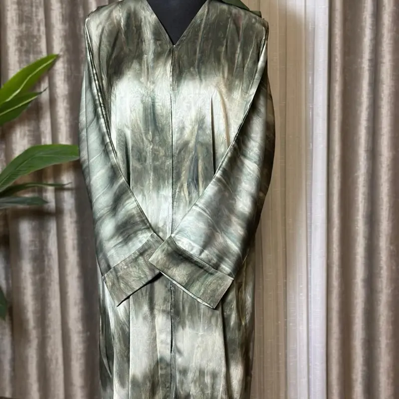 Olive Green Tie Dye Abaya with Matching Hijab - Stylish and Comfortable Abaya for Everyday Wear