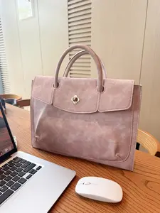 Laptop Handbag, 2026 New Portable Commuter Briefcase, Fashion Lightweight Computer Bag, Chic Solid Pattern, All Seasons