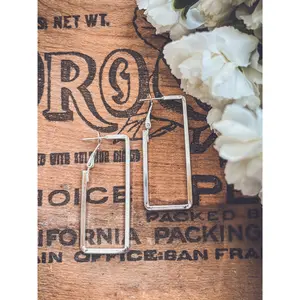 Beautiful Silver Rectangle Earrings