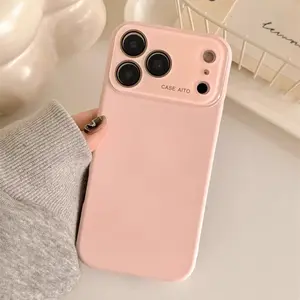 Large window imitation liquid soft mobile phone case, suitable for iphone 17ProMax, with lens film full cover to protect the lens,Soft TPU shell with built-in acrylic camera lens cover,, anti-drop protective cover,for iPhone 12 13 14 15 16 17 Series