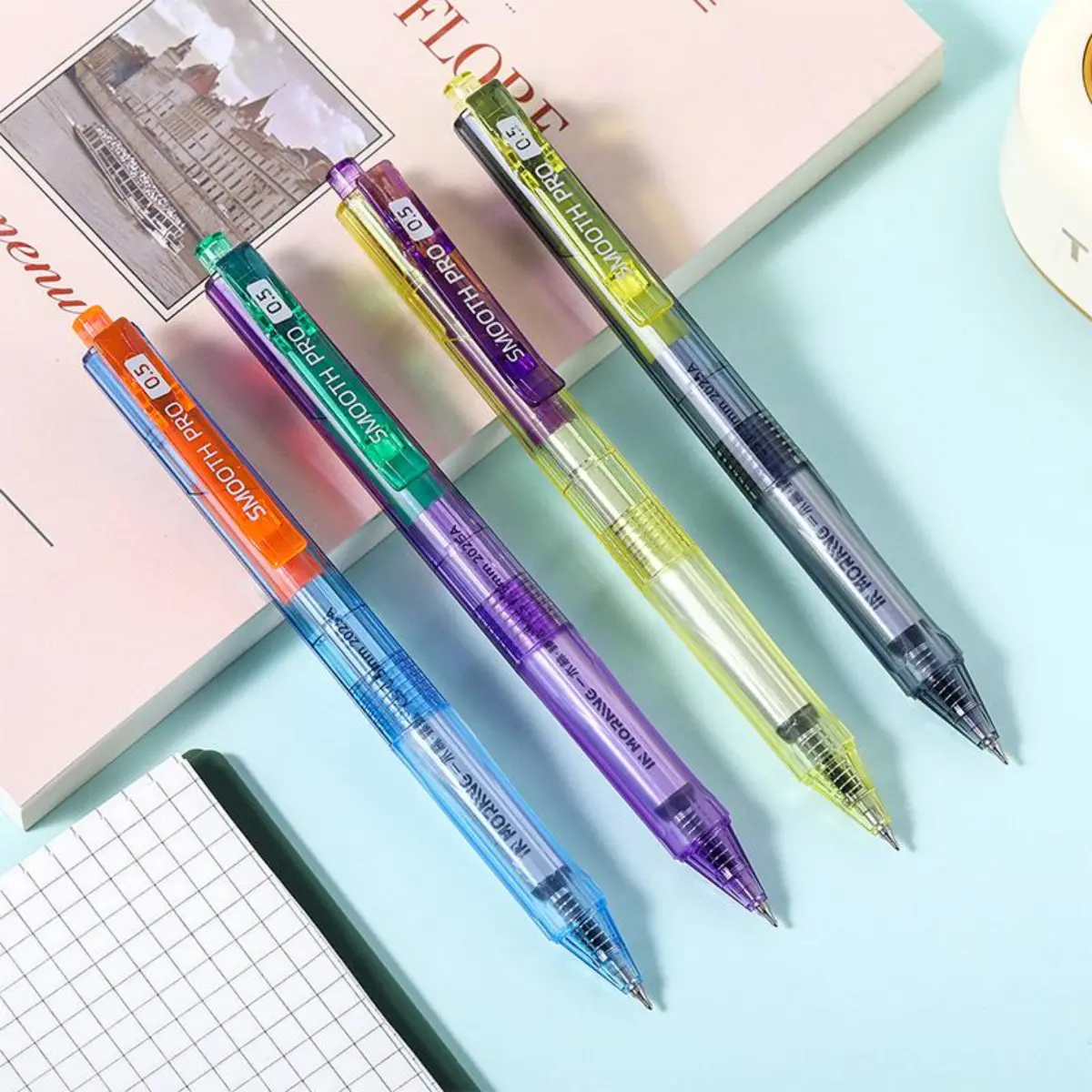 4 Minimalist Simple Style Aurora Colorful Gel Pens, CS Twin Ball, Large Capacity, Smooth Non-Stop Ink, Quick-Drying, Office Stationery Supplies for Office Workers, DIY Study Writing