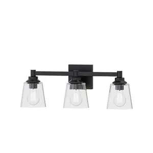 Montford 3-Light 6.25” Wide Wall Sconce with Clear Glass Shades and Matte Black Finish Modern Lighting Fixture