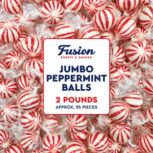 Jumbo Peppermint Balls Hard Candy - Individually Wrapped - 2 Pounds - Peppermints Bulk - Old Fashioned Hard Peppermint Candy Individually Wrapped For Holidays & More