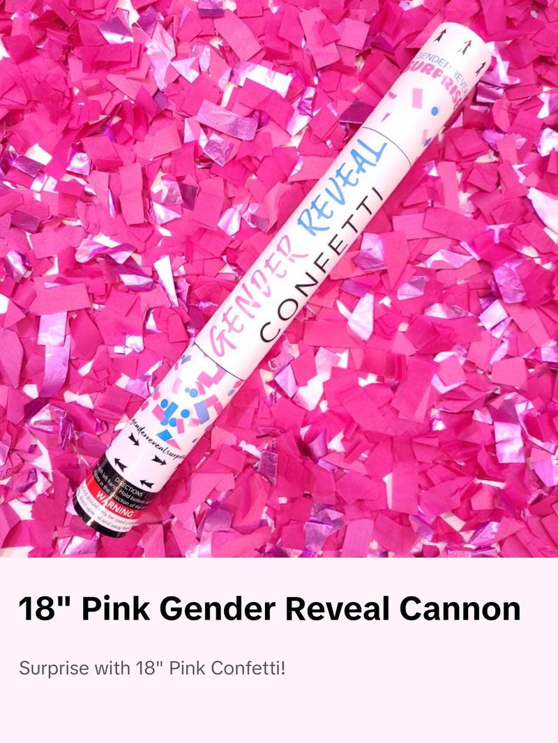 18" Pink Gender Reveal Confetti Cannon