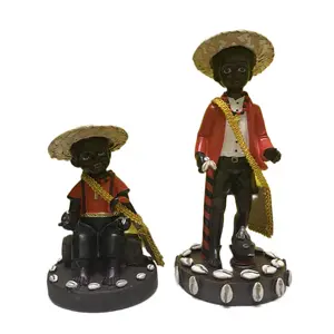 Elegua Boy Orisha 10 inches tall statue and  Baby Elegua 6 inches tall