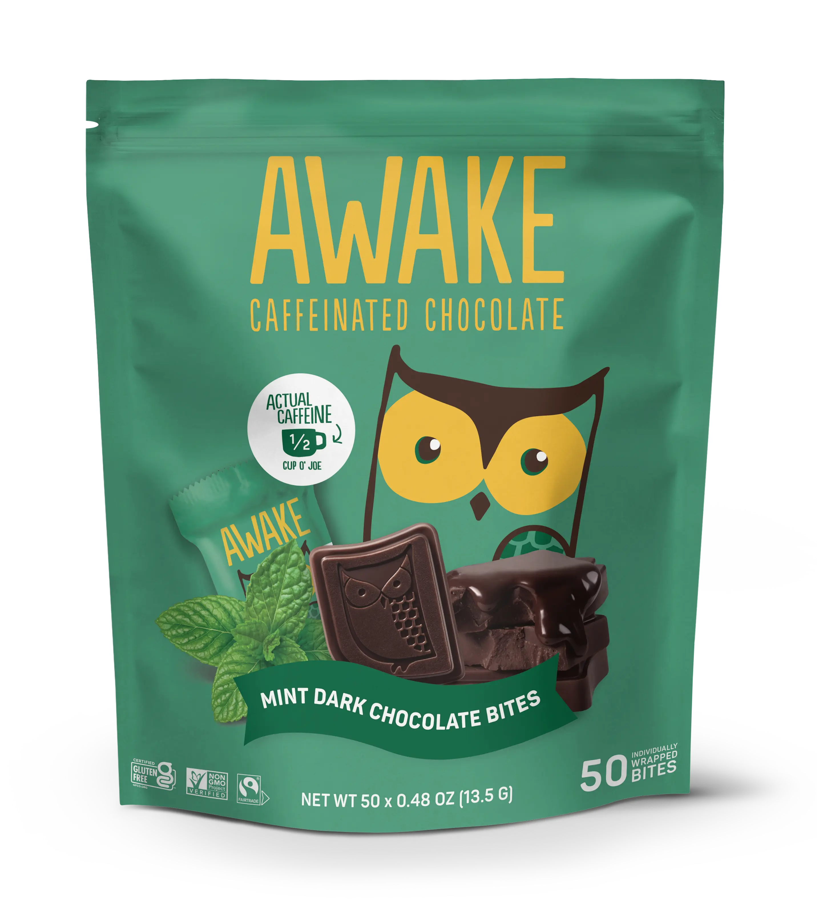 AWAKE Caffeinated Mint Dark Chocolate Bites
