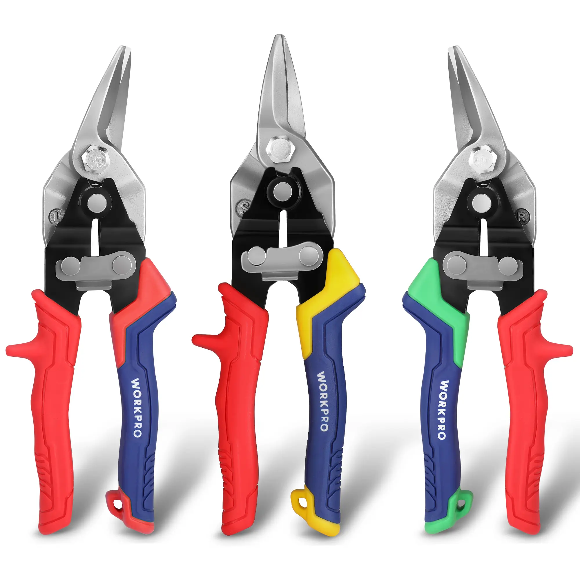 #toolupgrade 3 Pack Aviation Tin Snips Set, Metal Cutter Shear (Left, Right & Straight), Cr-V Blade, Ergonomic Handle with Hang Hole, Safety Latch