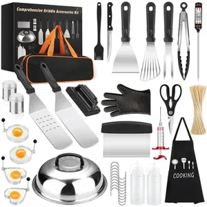 Griddle Accessories Kit, 135 Pcs Griddle Grill Tools Set for and, Grill BBQ Spatula Set with Basting Cover, Spatula, Scraper, Bottle, Tongs, Egg Ring