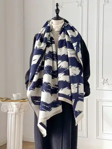 Women's Elegant Zebra Print Scarf, Fashionable Woven Shawl for Autumn & Winter, Lightweight Comfortable Accessory for Outdoor Activities