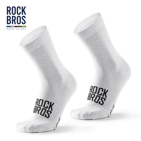 ROCKBROS Adults' Ribbed Cycling Crew Socks - Lightweight, Absorbent, Anti-Chafe, High-Elasticity, Shock-Absorbing, Breathable Moisture Wicking Athletic Bike Socks for Road Biking
