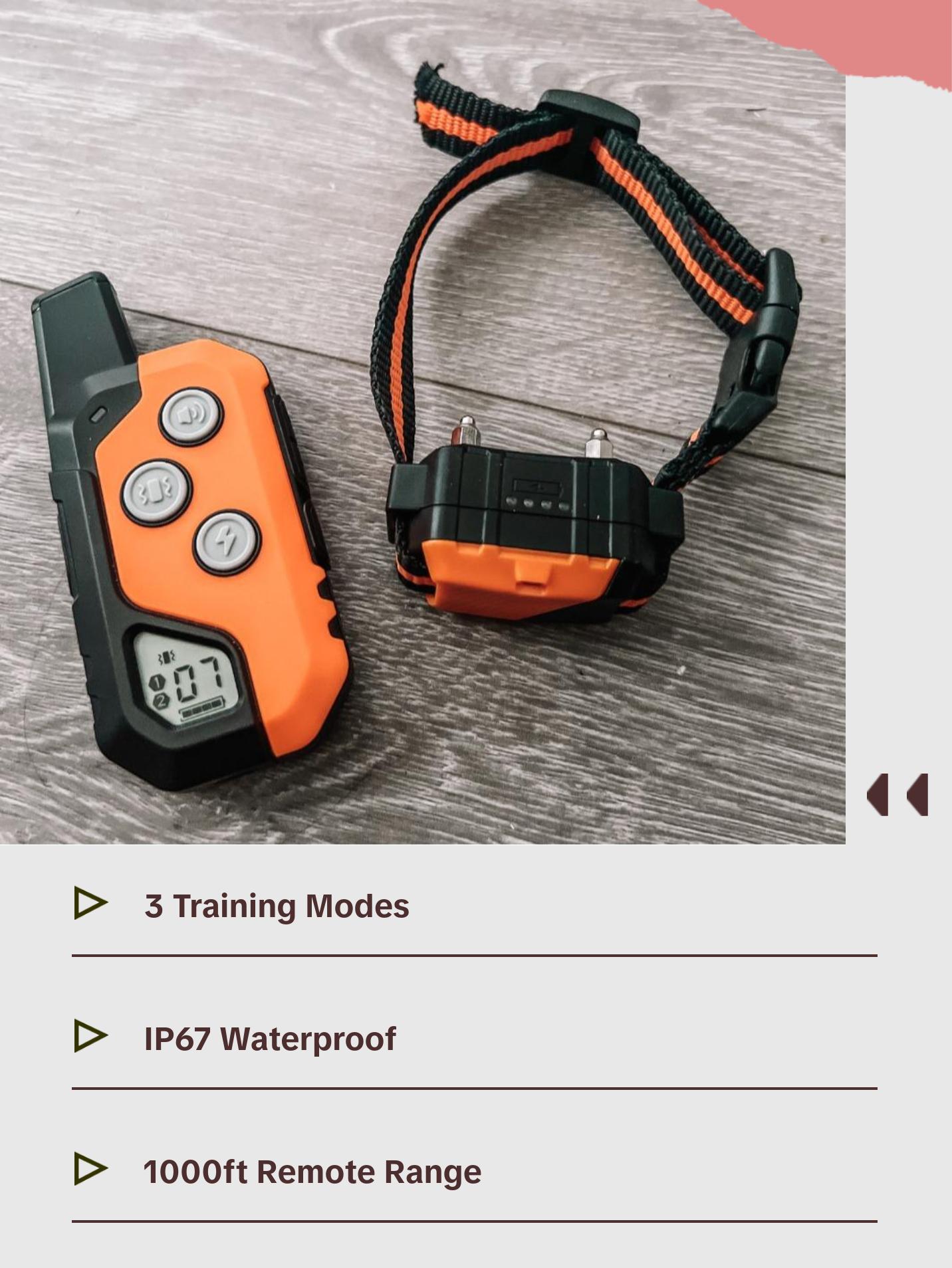 Dog Shock Collar, IP67 Waterproof Dog Training Collar with Remote, 3 Training Modes, Shock, Vibration and Beep, Rechargeable Electric Shock Collar for Large Medium Small Dog Dog Shock Collar, IP67 Waterproof Dog Training Collar with Remote, 3 Training Modes, Shock, Vibration and Beep, Rechargeable Electric Shock Collar for Large Medium Small Dog