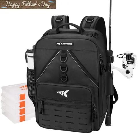 Karryall Fishing Tackle Backpack,Black (With 4 tackle trays included)-M