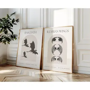 ACOTAR and Fourth Wing Dragon Rider set of 2 Art Prints, Sarah J Maas and Rebecca Yarros Basgiath War College Bookish Merch, Book Lover Gift