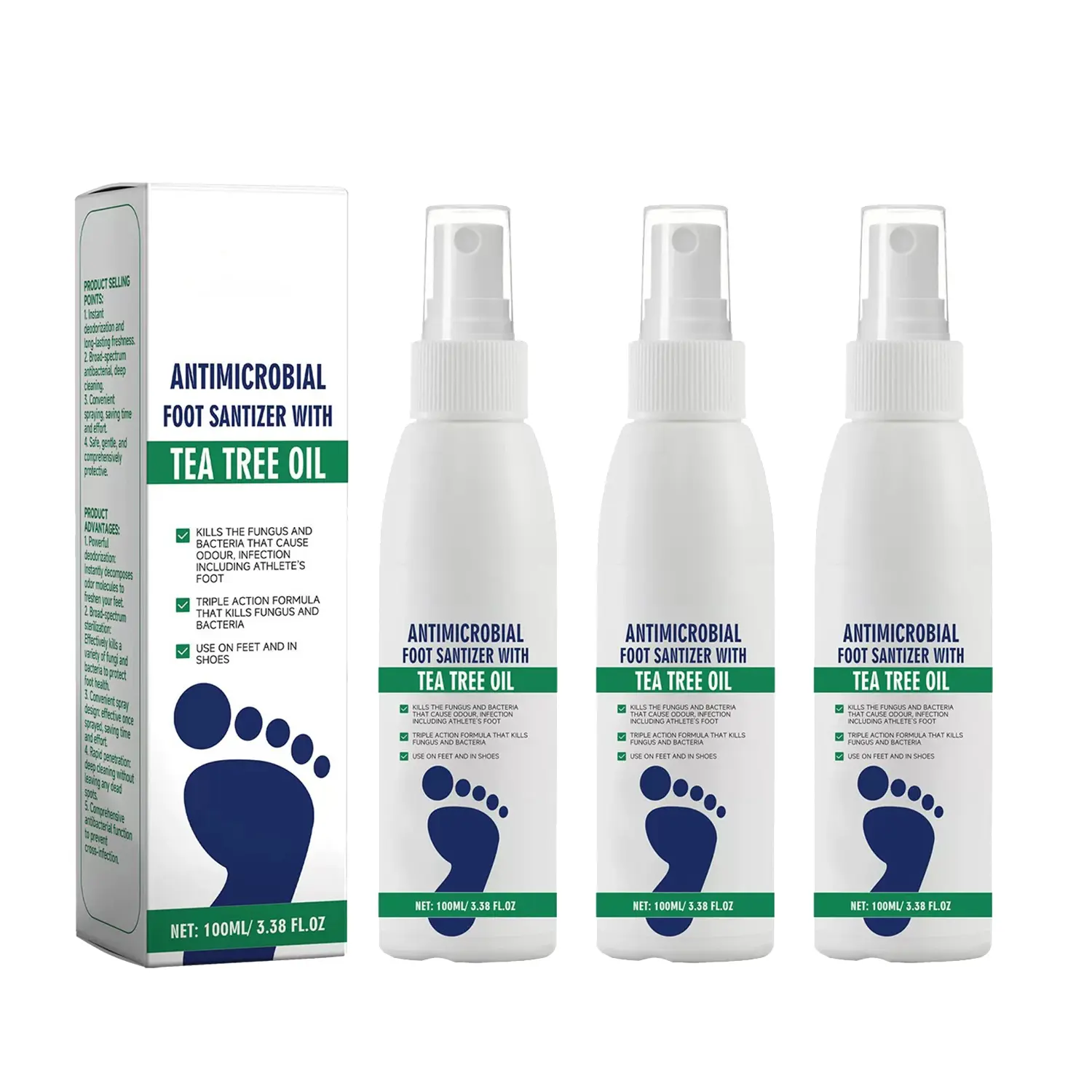 Tea Tree Oil Foot Spray - Antifungal Foot Treatments & Remedies, Odor Destroyer, Fungal Nail Care, Fast-Drying, Moisturizing with Aloe, Dries Fast, No Stickiness, Gentle for Everyday Use