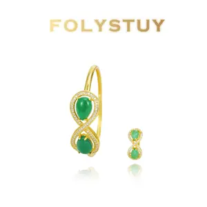 【FOLYSTUY (YNT07)】Infinity Green Bangles +  Ring, Perfect Women's Daily Wear & Gift Jewelry Set