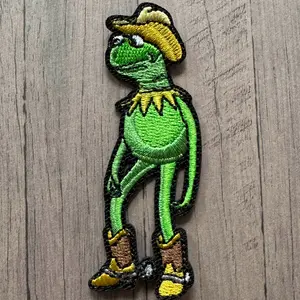2.5" Cowboy Frog Embroidered Iron On Patch