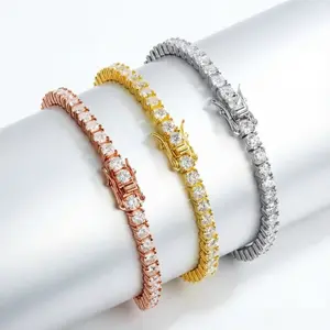 4/5mm Moissanite Tennis Bracelet for Women S925 Rose Gold Silver Diamond Link Bracelet Luxury Sparkling Jewelry Gift for Her Daily Wear