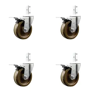 Service Caster SCC-SQTTL20S414-PHSHT-34-4 Swivel Square Stem Caster with 4 x 1.25 in. Brown High Temperature Phenolic Wheel, 0.75 x 2 in. Square Stem - Set of 4