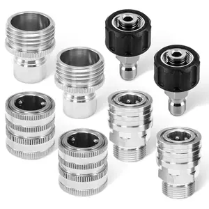 Zebra Pressure Washer Quick Connect Kit, M22 14mm Quick Connect Pressure Washer Fittings, M22-14mm to 3/8 Quick Connect, Garden Hose Quick Connect, Pressure Washer Adapter Set, Stainless Steel Hose Adapter