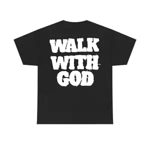 Christian Walk With God T-Shirt Back Print, Casual Cotton Graphic Tee for Men Women, Faith Streetwear, Menswear Top
