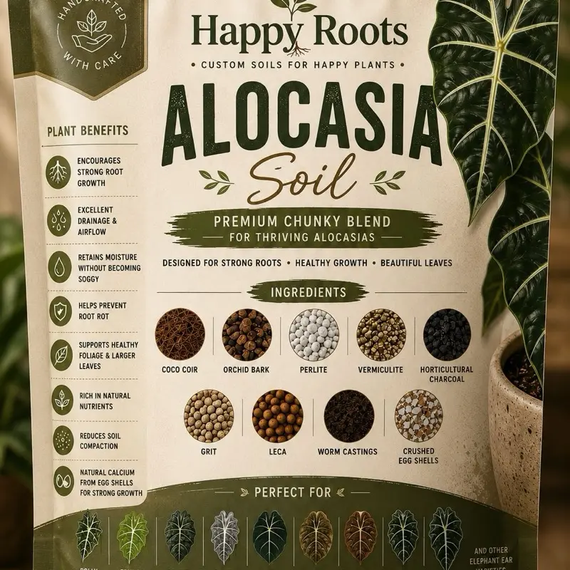 Alocasia Base Eco-Friendly Happy Roots Soil-Less Potting Mix - Premium Homemade Planting Media for Home Improvement & Garden Supplies