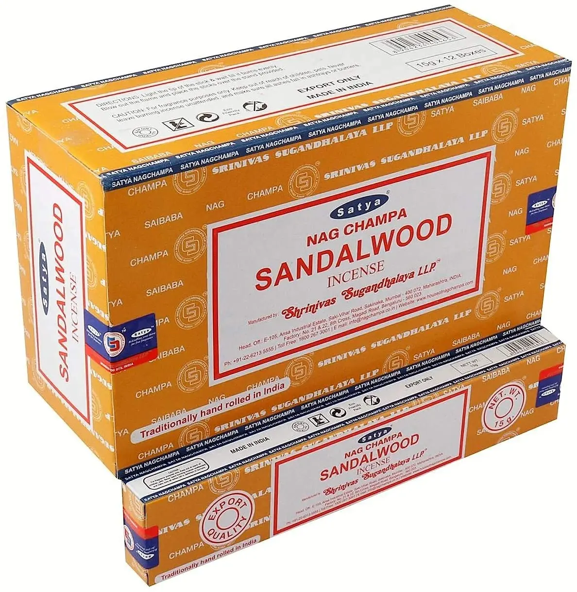 Satya Nag Champa Sandalwood Incense Sticks - Box 12 Pack Scented Perfume Fragrance