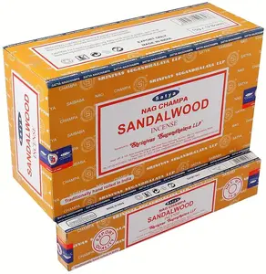 Satya Nag Champa Sandalwood Incense Sticks - Box 12 Pack Scented Perfume Fragrance Room Diffuser
