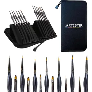 Swiilpo Miniature Paint Brushes, Set of 13, Fine Detail Paint Brushes, Miniature Painting Kit, for Models, Face, Nail Art, Fantasy, Acrylic, Watercolor, Oil, Paint by Numbers, Mixed Media,By Quesear