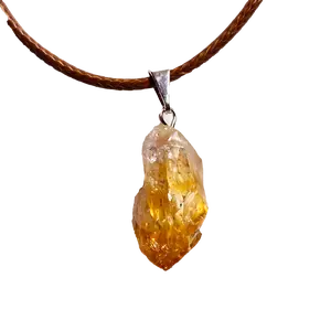 Citrine Pendant Silver Plated Bail | Natural Stone Pendant | Comes With Wax Cord Adjustable Necklace Up to 24"