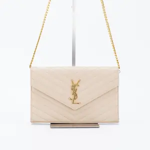 Pre-owned Yves Saint Laurent Calfskin Crossbody Bags SAINT LAURENT Cassandre Matelassé Envelope Wallet On Chain BGP204949