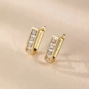 18K laminated Gold Plated Cubic Zirconia Hoop Earrings Lightweight Durable Sparkling Jewelry for Everyday Wear or Special Occasions