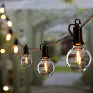 Outdoor String Lights, 50FT 25 G40 Bulbs Shatterproof Patio Lights, IP65 Waterproof Dimmable Hanging Connectable Globe LED Outdoor Lights for Backyard, Bistro, Porch, Deck, Balcony