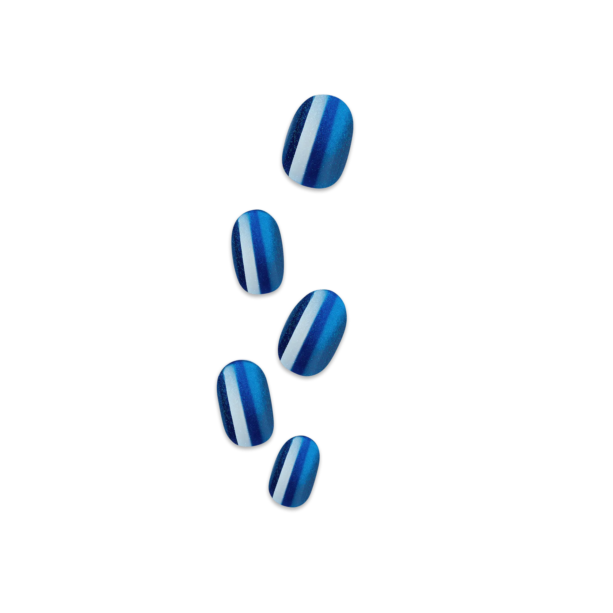 colorFX by Impress No Glue Fake Press On Nails - Reconnect | Solid, Blue, Short, Oval, Manicure