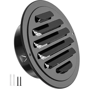 Stainless Steel Soffit Vents 4 Inch, Black Round Vent Cover with Screen Mesh, Louver Soffit Exhaust Vent for Wall Garage, Kitchen, Attic & House Ventilation, 98mm Diameter