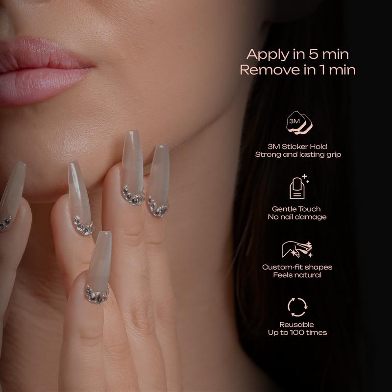 (Buy 2 Get 1) AMOLA - Press on nails Spinning Collection - SB-003 Handmade Press-On Nails [Free Tools with 3M Glue Tabs] Reusable, Long-Lasting, Salon-Quality