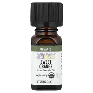 Aura Cacia Pure Essential Oil, Organic Sweet Orange, 0.25 fl oz (7.4 ml)