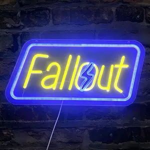 Wall-Mounted Fallout Lightning Acrylic Neon Light, Neon Light Sign, USB Adjustable, Ideal for Gaming Room, Comic Collection, Home Bar, Birthday Gift, Halloween Decor