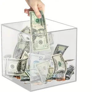 Adult Coin Savings Jar That Requires Cracking Open, Transparent Acrylic Money Bank, Real Coins Piggy Bank (transparent Color), Saving Box, Cash Saving Box, Clear Piggy Bank